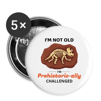 Fossilienjagd Paläontologie Dinosaurier Prähistorisch - Buttons groß 56 mm (5er Pack) - Weiß - Vorne