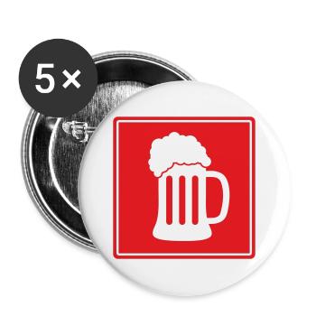 Durstlöscher Bier - Buttons groß 56 mm (5er Pack) - Weiß - Vorne
