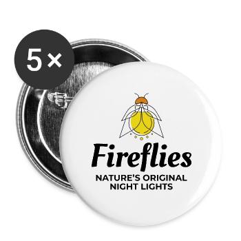 Lucioles Firefly Lightning Bug Insect Collector - Lot de 5 grands badges (56 mm) - blanc - Devant