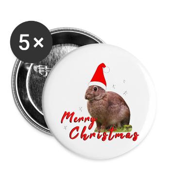 Merry Christmas Hase - Buttons groß 56 mm (5er Pack) - Weiß - Vorne