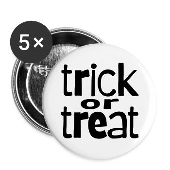 Trick Or Treat, Halloween, Fête d’Halloween - Lot de 5 grands badges (56 mm) - blanc - Devant