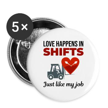 Forklift Operator Driver Valentine’s Day Funny - Buttons large 2.2''/56 mm (5-pack) - white - Front