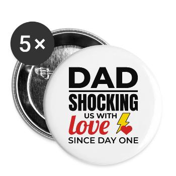 Papa électricien : nous choquer avec amour - Lot de 5 grands badges (56 mm) - blanc - Devant