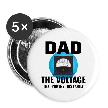Électricien Papa Technicien électricien Ingénieur - Lot de 5 grands badges (56 mm) - blanc - Devant
