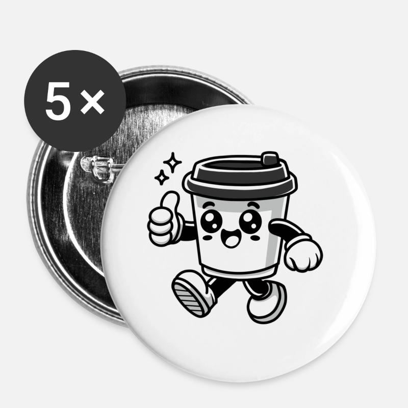 A nice smiling cup of coffee - Buttons large 2.2''/56 mm (5-pack) - white