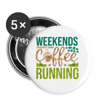 Weekends Coffee Running 6 - Buttons groß 56 mm (5er Pack) - Weiß - Vorne