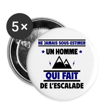 Ne sous-estimez jamais un homme qui grimpe - Lot de 5 grands badges (56 mm) - blanc - Devant