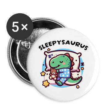 Sleepysaurus Official Sleep Outfit Chemise de nuit - Lot de 5 grands badges (56 mm) - blanc - Devant