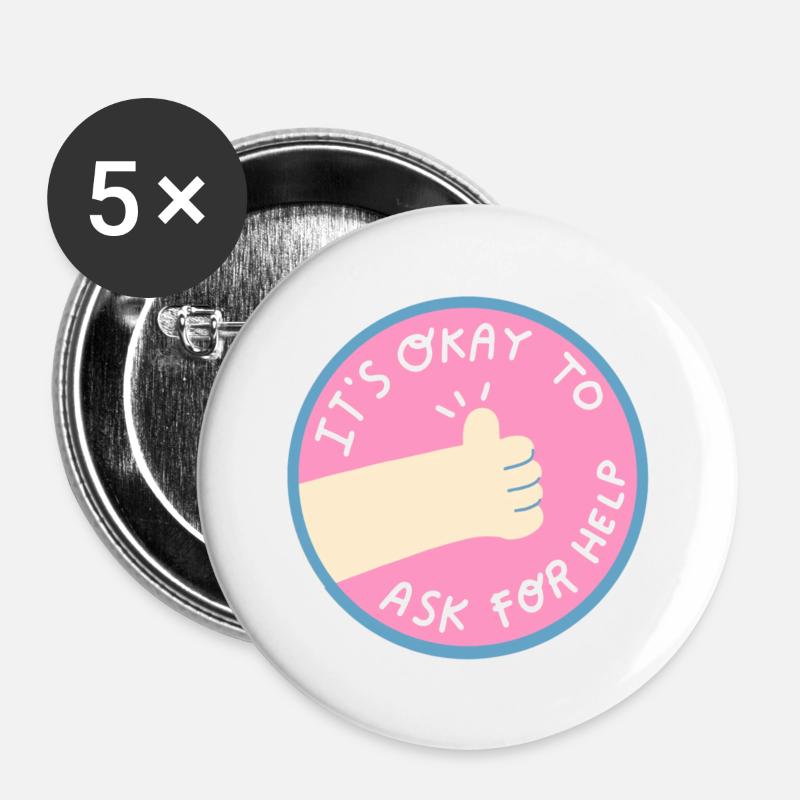 Help is ok - Buttons large 2.2''/56 mm (5-pack) - white