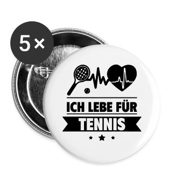 Ich lebe für Tennis - Buttons groß 56 mm (5er Pack) - Weiß - Vorne