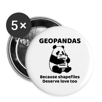 GeoPandas Shapefiles GIS Python Daten Liebe - Buttons groß 56 mm (5er Pack) - Weiß - Vorne
