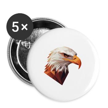 Eagle Head Low Poly Art Logo Design - Buttons large 2.2''/56 mm (5-pack) - white - Front
