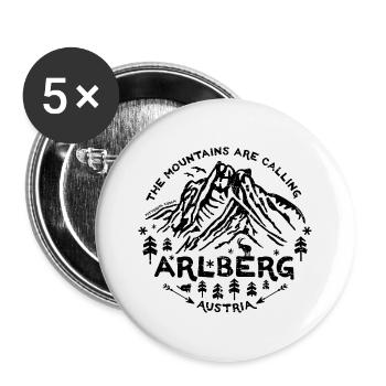 Arlberg_Patteriol_schwarz.png - Buttons groß 56 mm (5er Pack) - Weiß - Vorne
