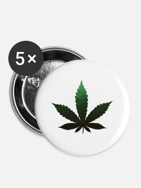 green marijuana leaf - Buttons groß 56 mm (5er Pack) - Weiß