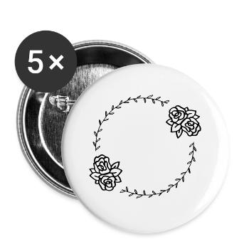 Wreath of roses leaves gift - Buttons large 2.2''/56 mm (5-pack) - white - Front