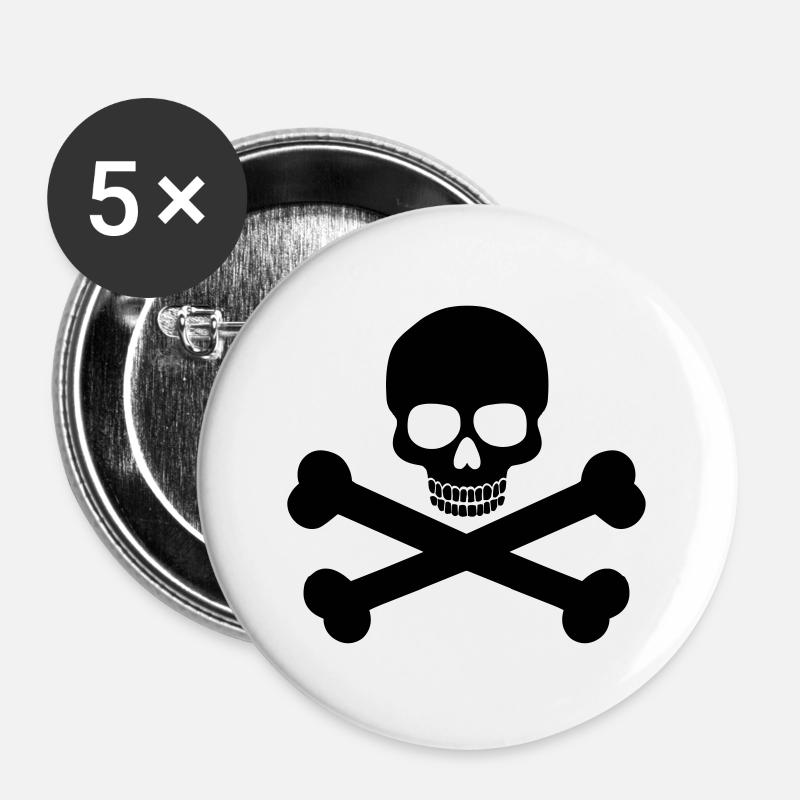 Skull and Bones - Buttons large 2.2''/56 mm (5-pack) - white