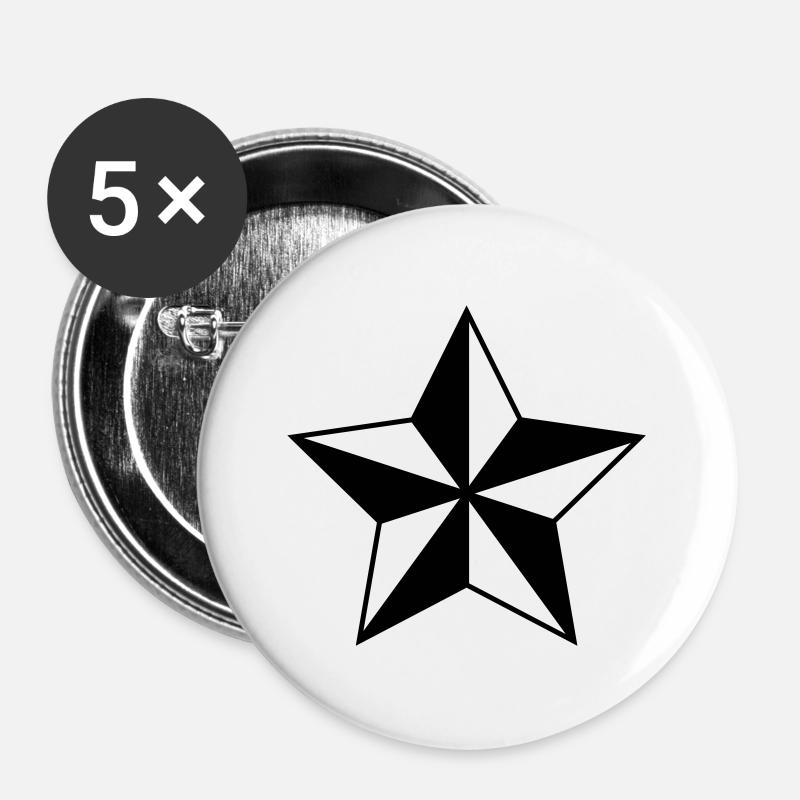 star oldschool - Buttons large 2.2''/56 mm (5-pack) - white