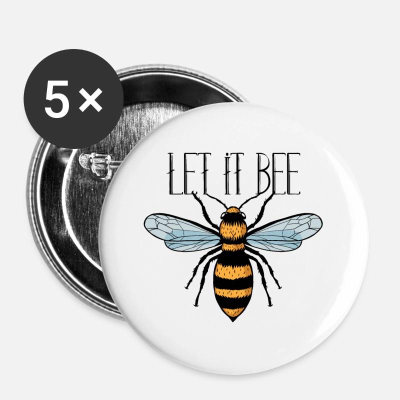 Bee | Let it bee - Buttons large 2.2''/56 mm (5-pack) - white
