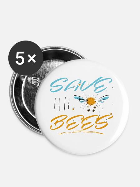Save the bees - Buttons groß 56 mm (5er Pack) - Weiß