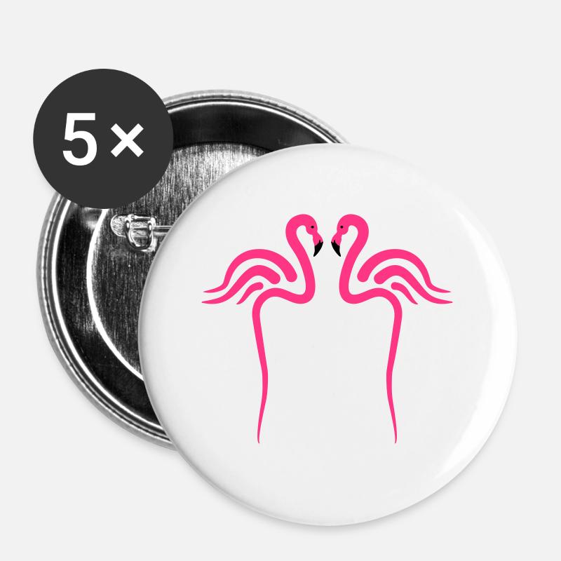 Flamingo, Flamingos - Buttons large 2.2''/56 mm (5-pack) - white