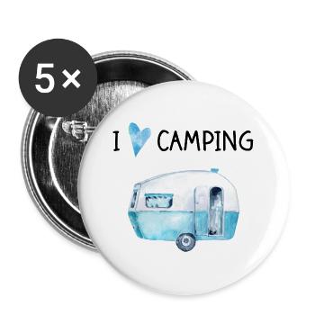 I love Camping - Buttons groß 56 mm (5er Pack) - Weiß - Vorne
