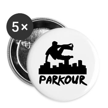 Free running in the city, parkour - Buttons large 2.2''/56 mm (5-pack) - white - Front