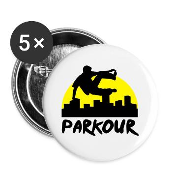 Free running in the city, parkour - Buttons large 2.2''/56 mm (5-pack) - white - Front