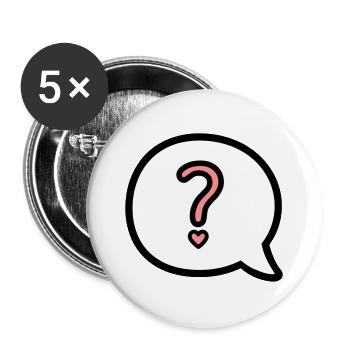 Speech ball with question mark and heart - Buttons large 2.2''/56 mm (5-pack) - white - Front