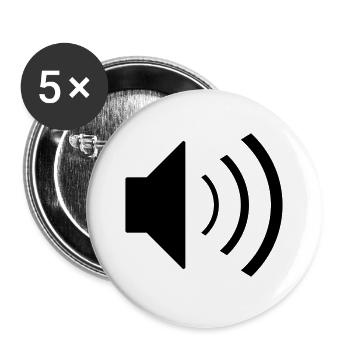 Icône d'ordinateur PC haut-parleur - Lot de 5 grands badges (56 mm) - blanc - Devant