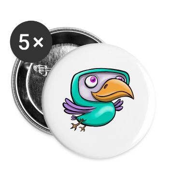 Happy Bird - Buttons groß 56 mm (5er Pack) - Weiß - Vorne