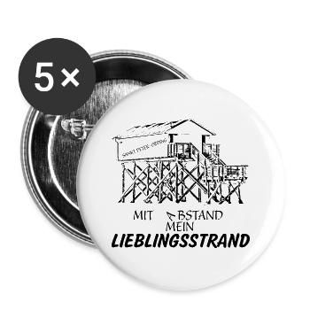 Mit Abstand mein Lieblingsstrand - Buttons groß 56 mm (5er Pack) - Weiß - Vorne