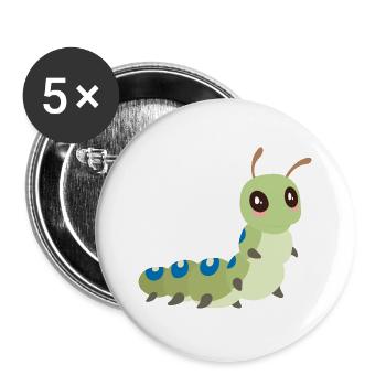 Raupe - Buttons groß 56 mm (5er Pack) - Weiß - Vorne