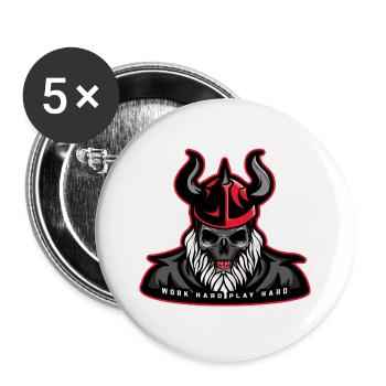 Work Hard Play Hard - Buttons groß 56 mm (5er Pack) - Weiß - Vorne