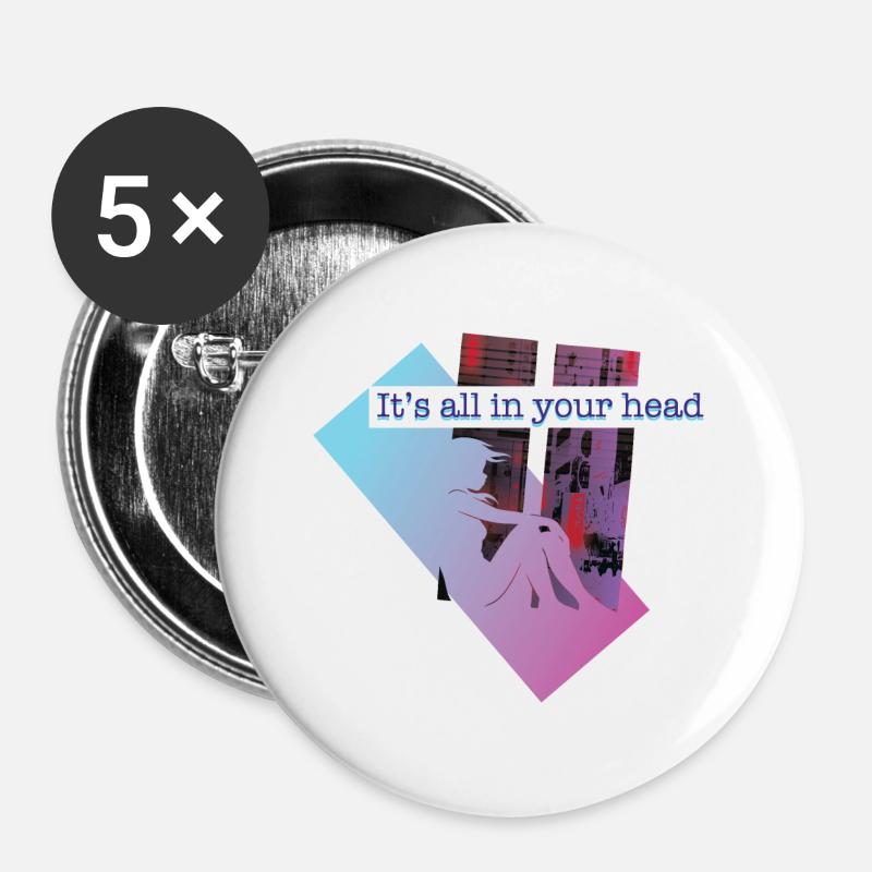 It's all in your mind Futureistic Tokyo Cyberpunks - Buttons large 2.2''/56 mm (5-pack) - white