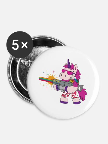 Einhorn Ak47 - Buttons groß 56 mm (5er Pack) - Weiß