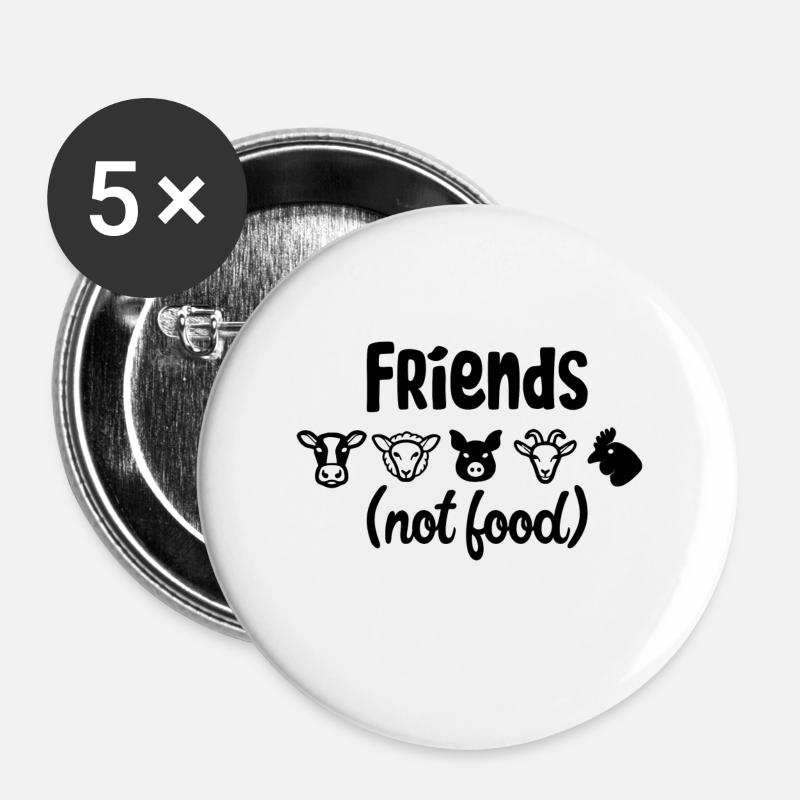 Freunde nicht Essen - Buttons groß 56 mm (5er Pack) - Weiß