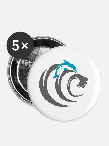 Dolphin Delfin - Buttons groß 56 mm (5er Pack) - Weiß