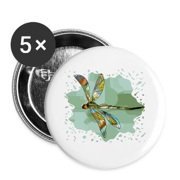 Libellule - Lot de 5 grands badges (56 mm) - blanc - Devant