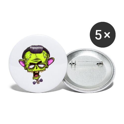 Zombie Frankenstein - Buttons groß 56 mm (5er Pack)