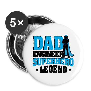 Dad Engineer Superhero Legend - Ingenieur - Buttons groß 56 mm (5er Pack) - Weiß - Vorne