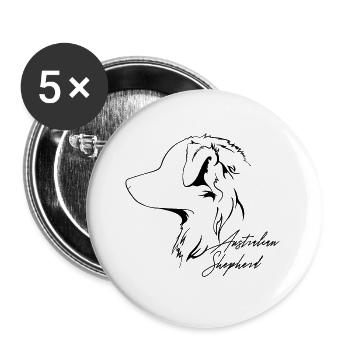 AUSTRALIAN SHEPHERD Hunde Hund Hütehund Wilsigns - Buttons groß 56 mm (5er Pack) - Weiß - Vorne