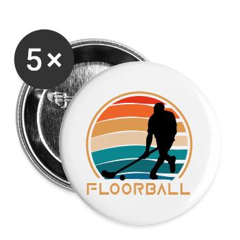 floorball bandy floorball player floorball - Buttons large 2.2''/56 mm (5-pack) - white - Front