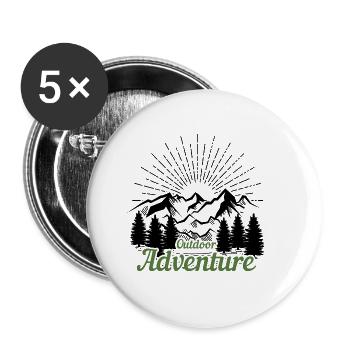 Outdoor Adventure - Wanderung - Buttons groß 56 mm (5er Pack) - Weiß - Vorne