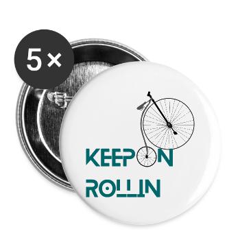Keep On Rollin - Buttons groß 56 mm (5er Pack) - Weiß - Vorne