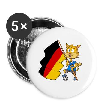 Chat fan allemand - Lot de 5 grands badges (56 mm) - blanc - Devant