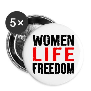 Women life freedom - Buttons large 2.2''/56 mm (5-pack) - white - Front