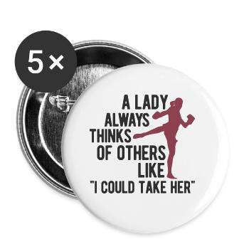 Thaiboxen Muay Thai - Buttons groß 56 mm (5er Pack) - Weiß - Vorne