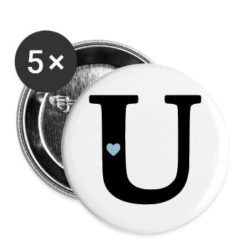 Letter U Initial Letter - Buttons large 2.2''/56 mm (5-pack) - white - Front
