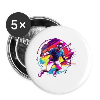 Tennis - Lot de 5 grands badges (56 mm) - blanc - Devant