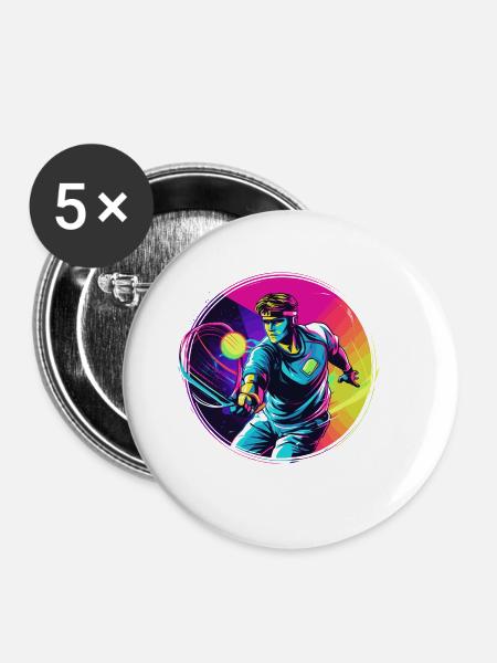 Tennis - Buttons groß 56 mm (5er Pack) - Weiß